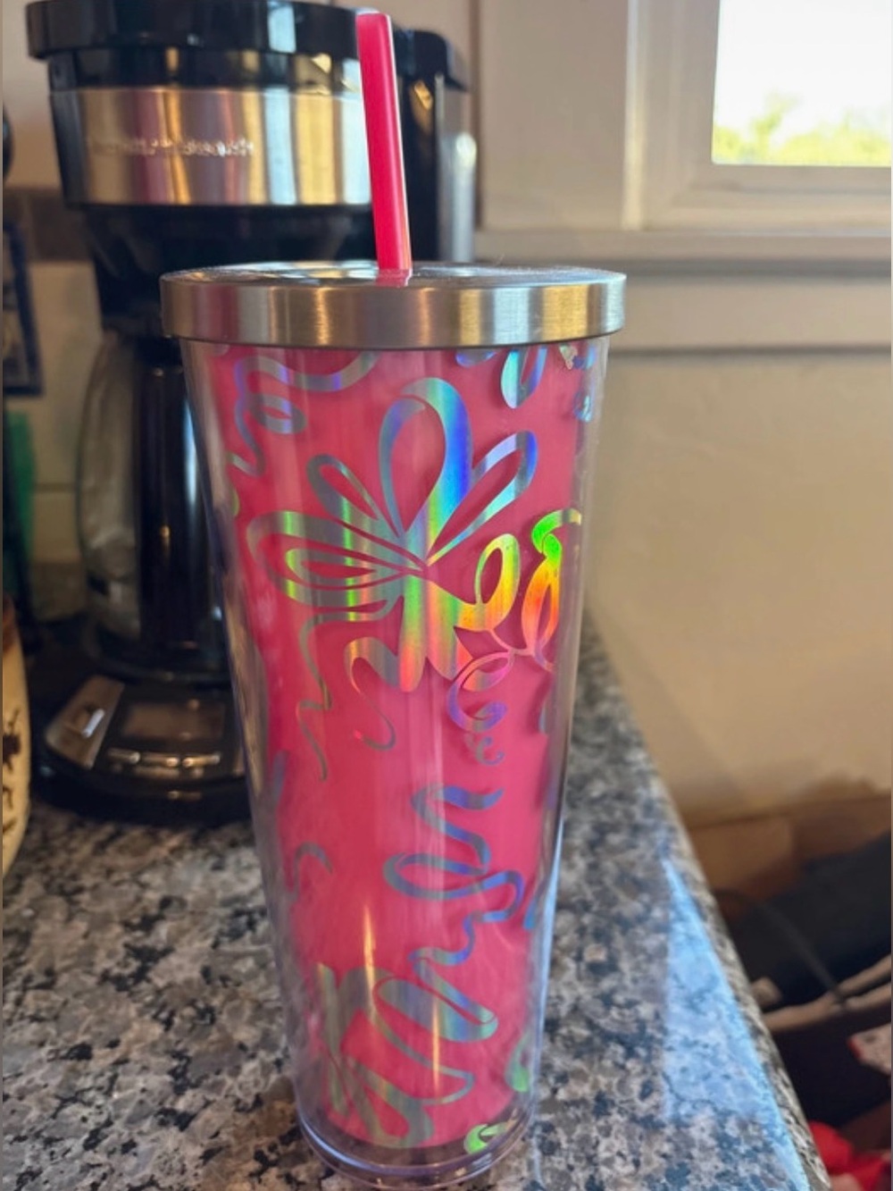 Starbucks Holographic Ribbon Pink Tumbler
